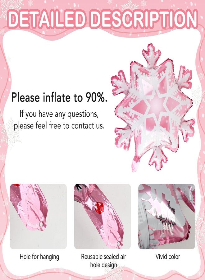 Kriyokiaa Winter Onederland 1st Birthday Party Decorations, 40" Pink One Balloon for First Birthday Decorations Wonderland Snowflake Foil Helium Balloons 1st Girl Party Supplies, Pink - Image 5